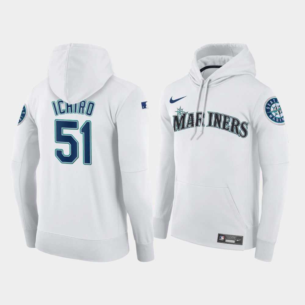Men Seattle Mariners 51 Ichiro white home hoodie 2021 MLB Nike Jerseys